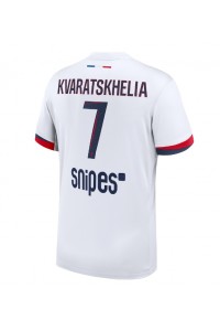Paris Saint-Germain Khvicha Kvaratskhelia #7 Jalkapallovaatteet Vieraspaita 2025-26 Lyhythihainen